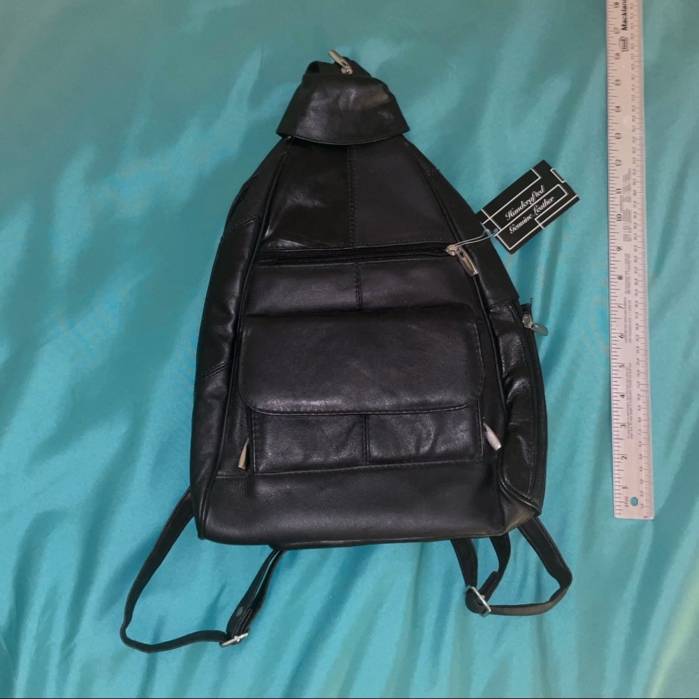 black leather backpack purse